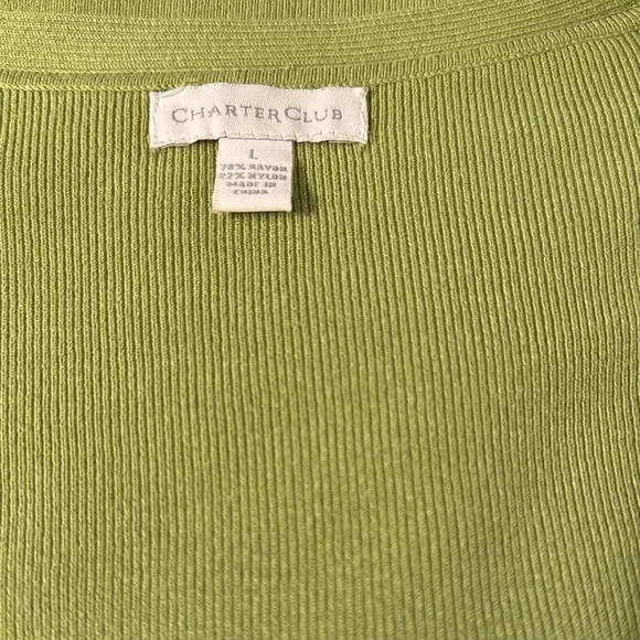Charter Club Green Cardigan Sweater V-Neck Knit - Picture 2 of 6